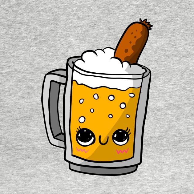 beer and sausage, Oktoberfest kawaii art. cute. by JJadx